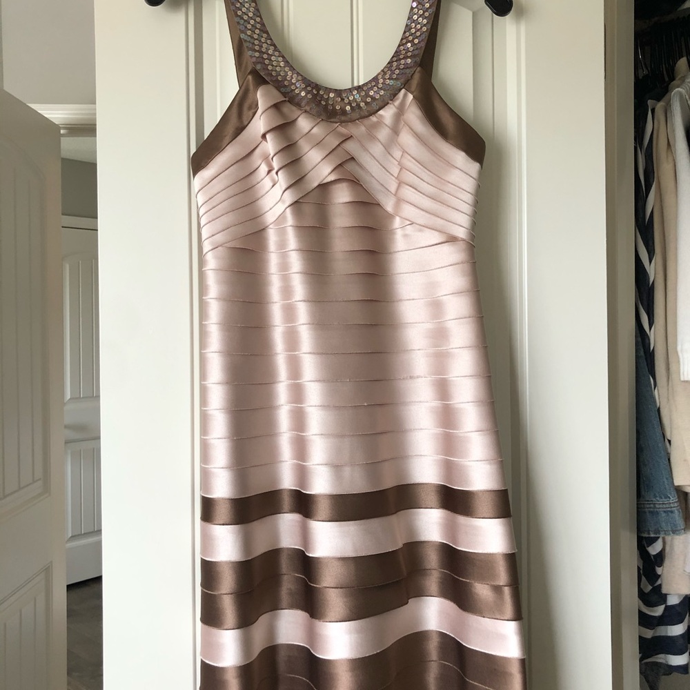 BCBG MaxAzria layered dress Ivory and Taupe